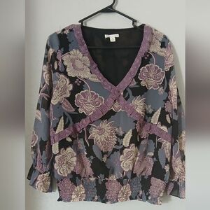Cato Black and Purple Floral Blouse